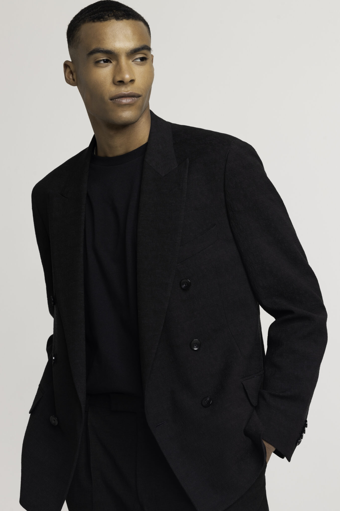 CC65 Oversized Straight Fit Black Wool Jacket - A Firm Grip | Café Costume