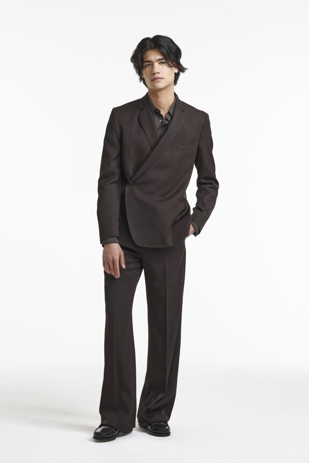 Chocolate Brown Velvet Heavy gotta & Mirror Work Indowestern Suit main image 0