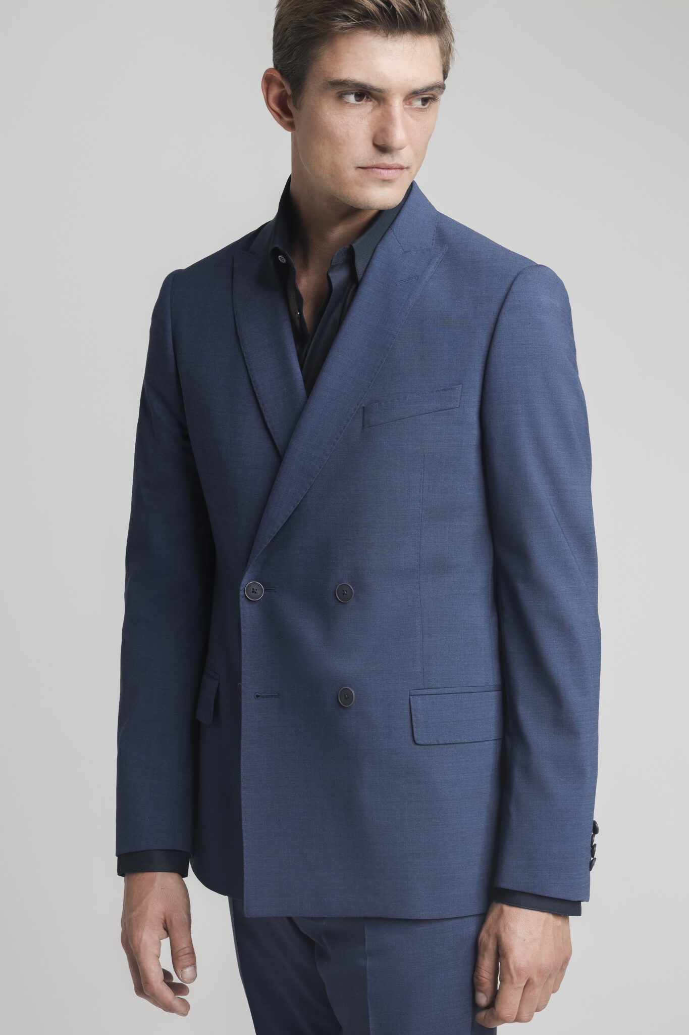 CC72 Petrol Blue Wool Blend 2 Piece Suit - Ippon Seoi Nage | Café Costume