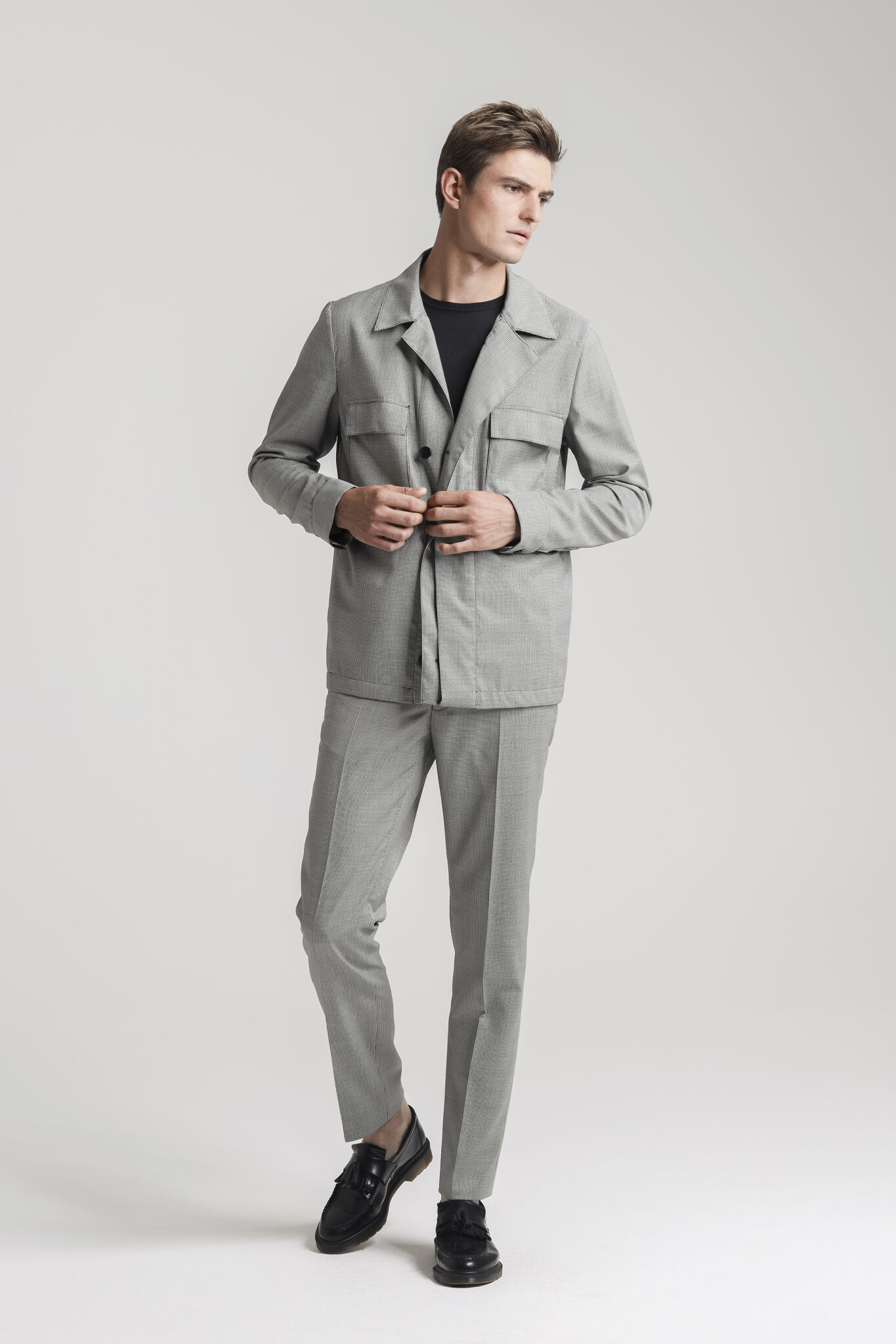 Light Grey Utility Jacket and Trousers - In Fair Vienna | Café Costume