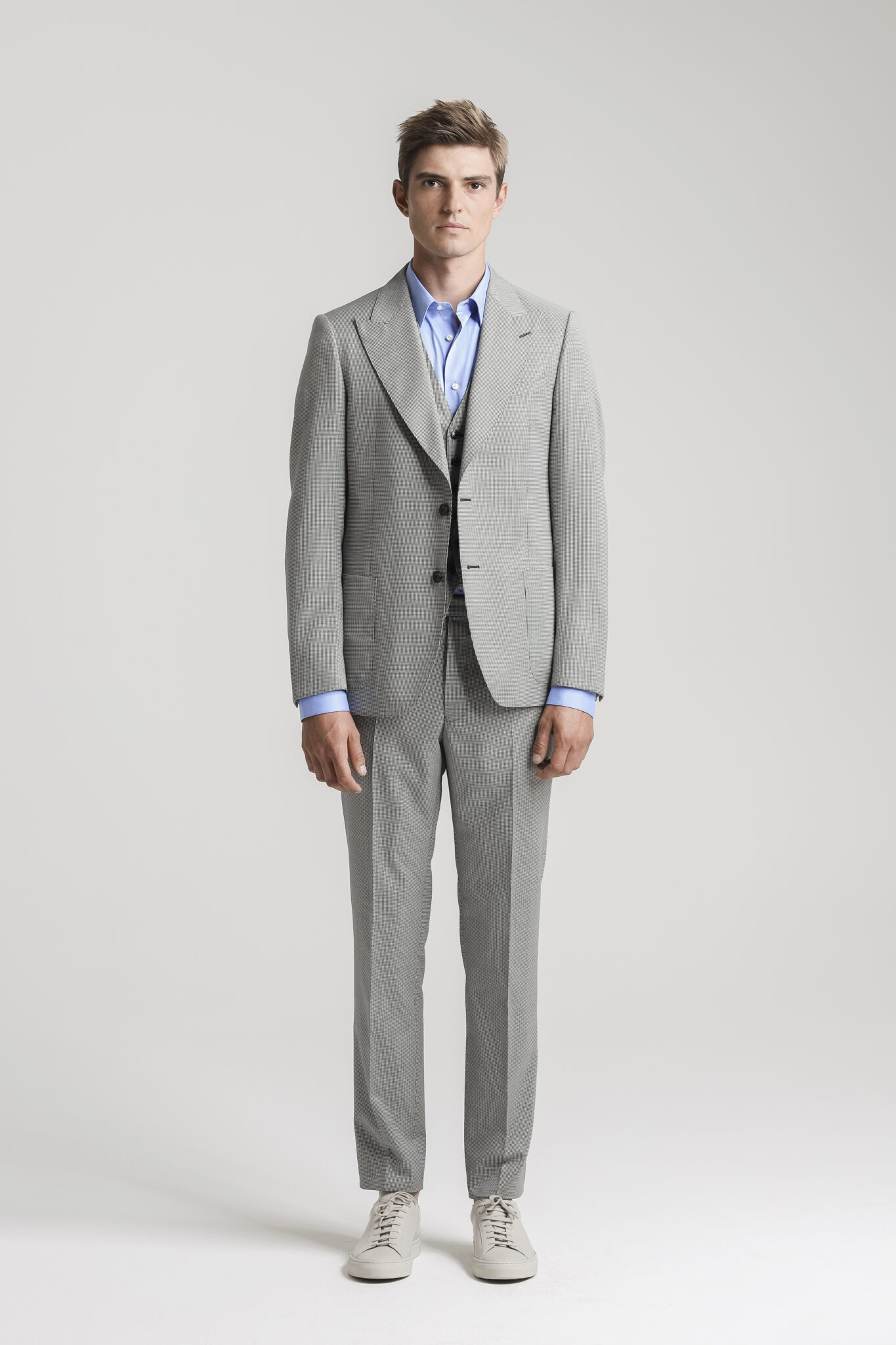 CC84B Light Grey Wool 3 Piece Suit - Irish Sky | Café Costume
