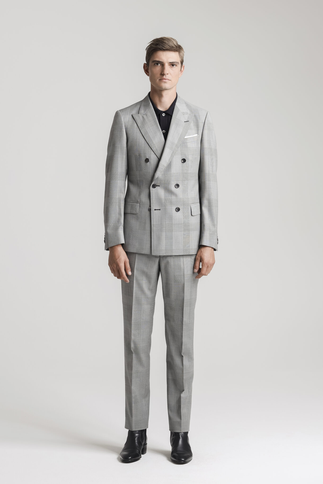 CC86 Sleek Grey Checked Double Breasted Suit - Assert Acceptance | Café ...
