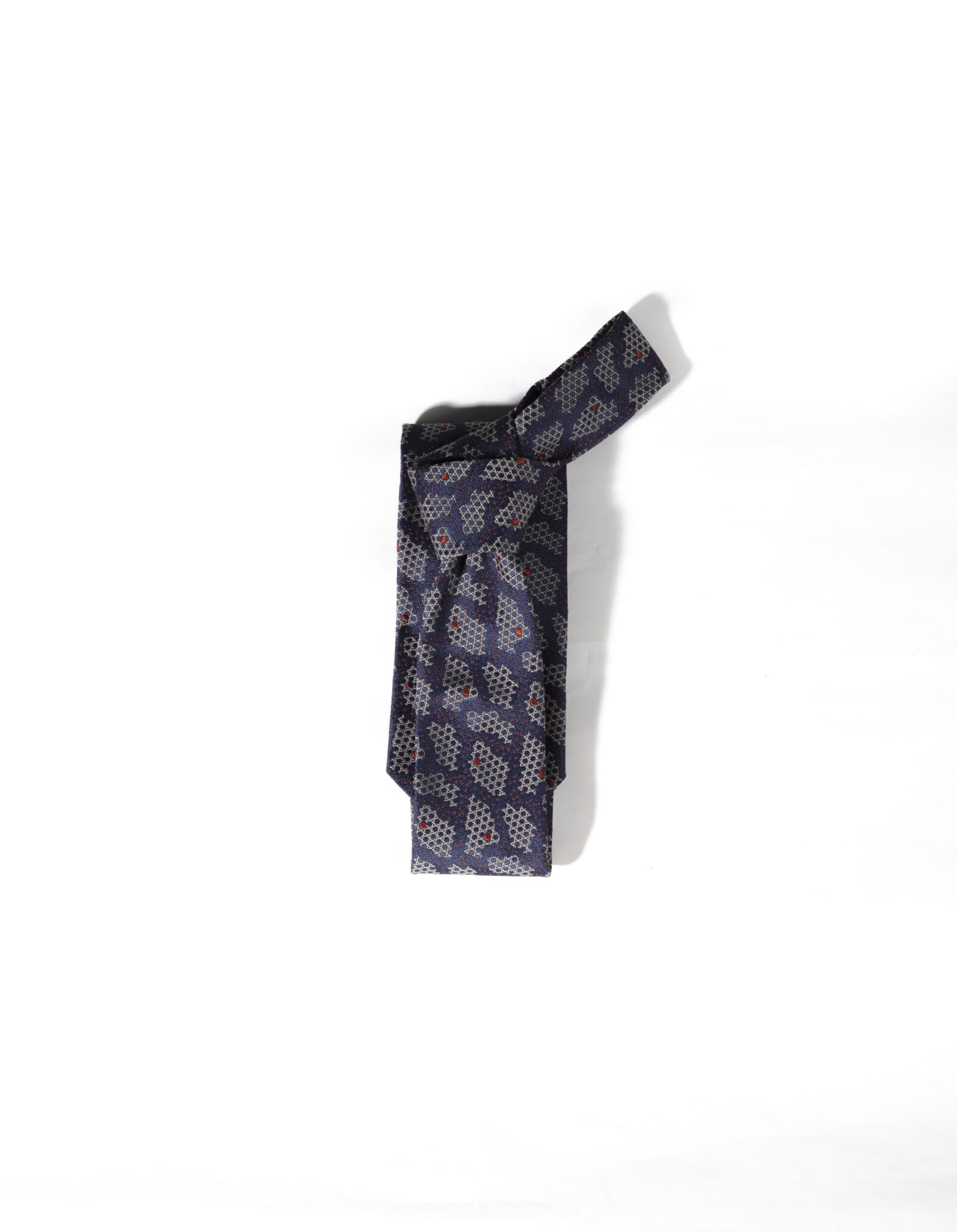 GIO - Navy and Beige Print Silk Tie | Café Costume