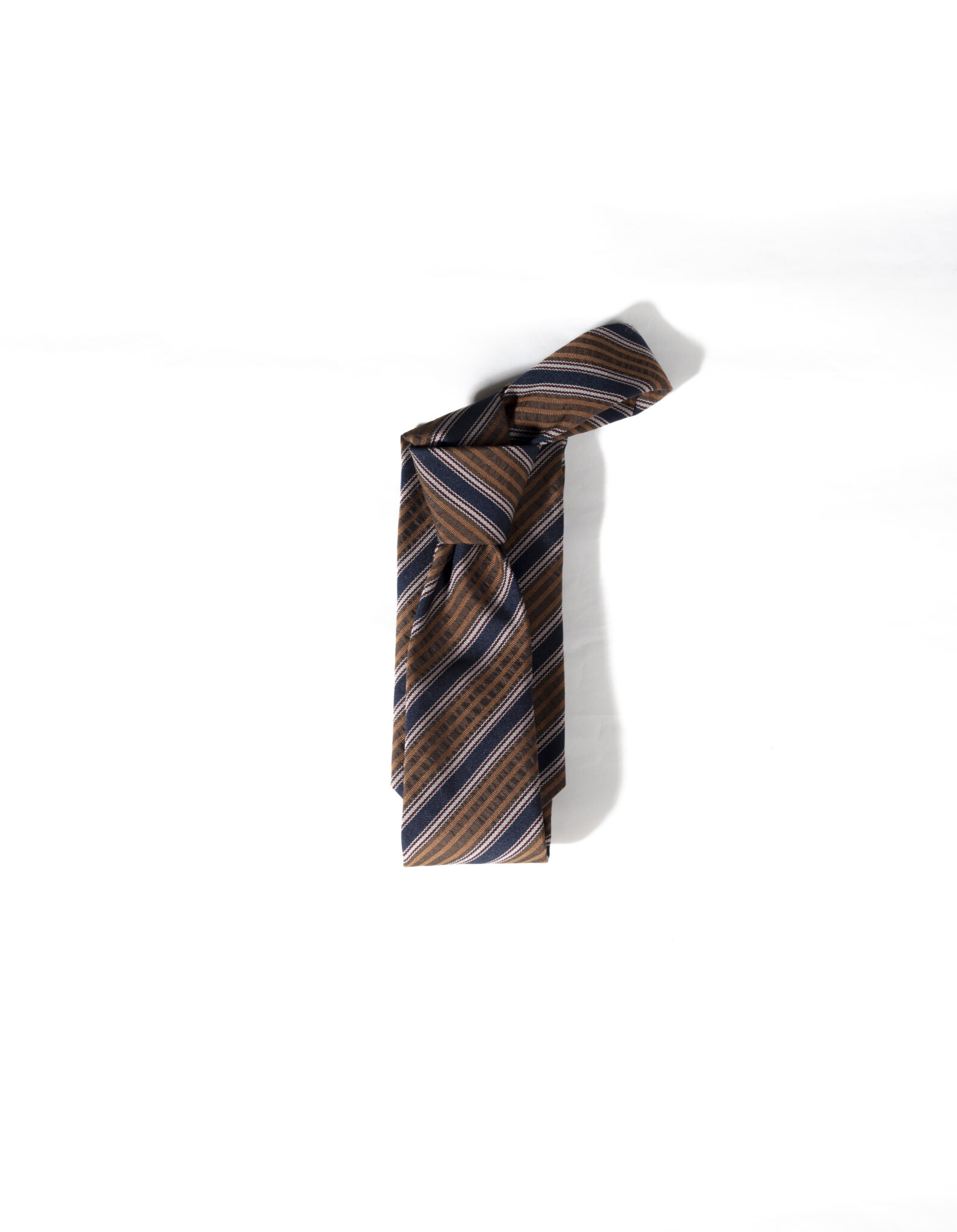 Roma - Navy and brown and orange stripe repp silk tie | Café Costume