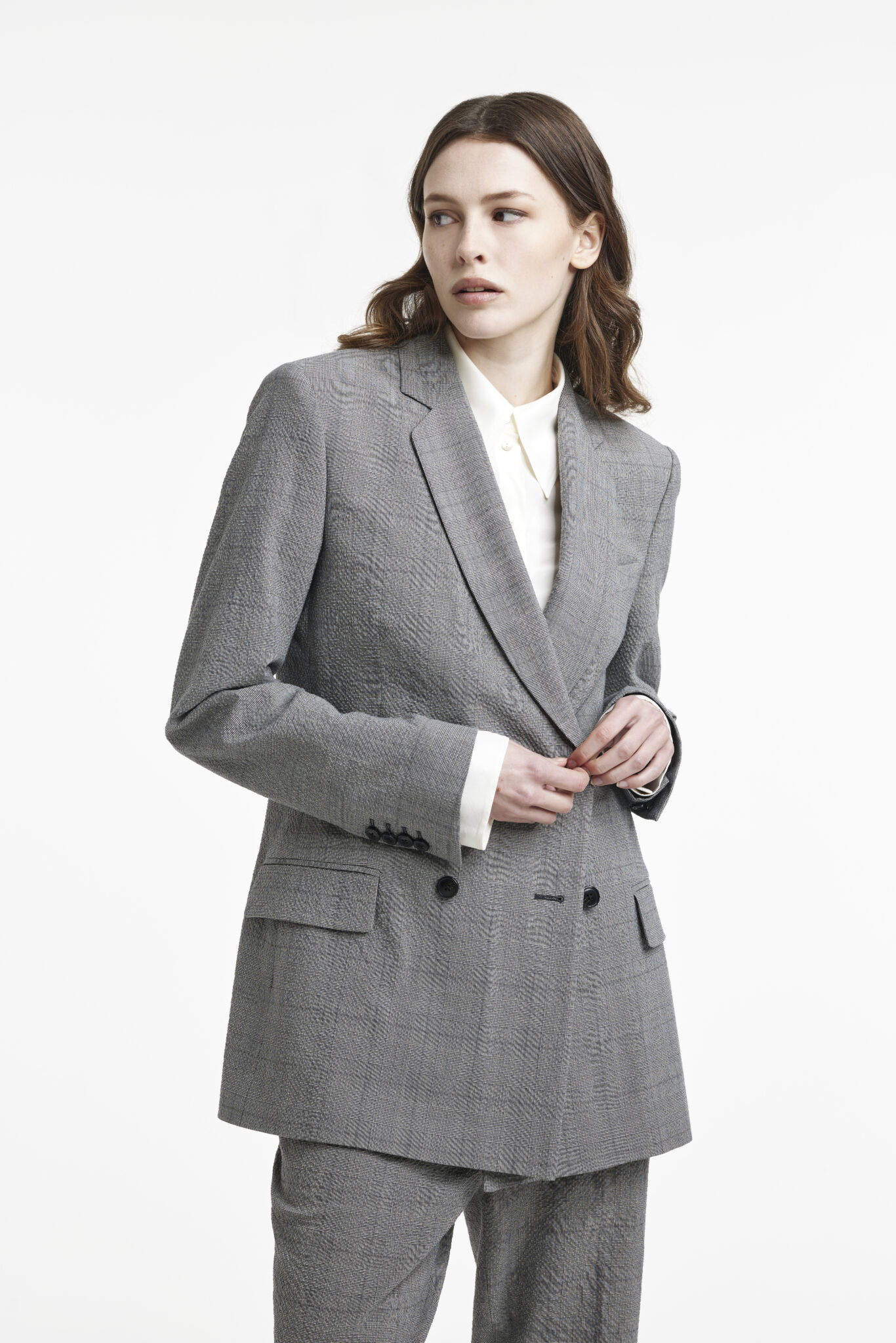 Grey Checkered Suit in Cotton and Viscose - Rook to A4 | Café Costume