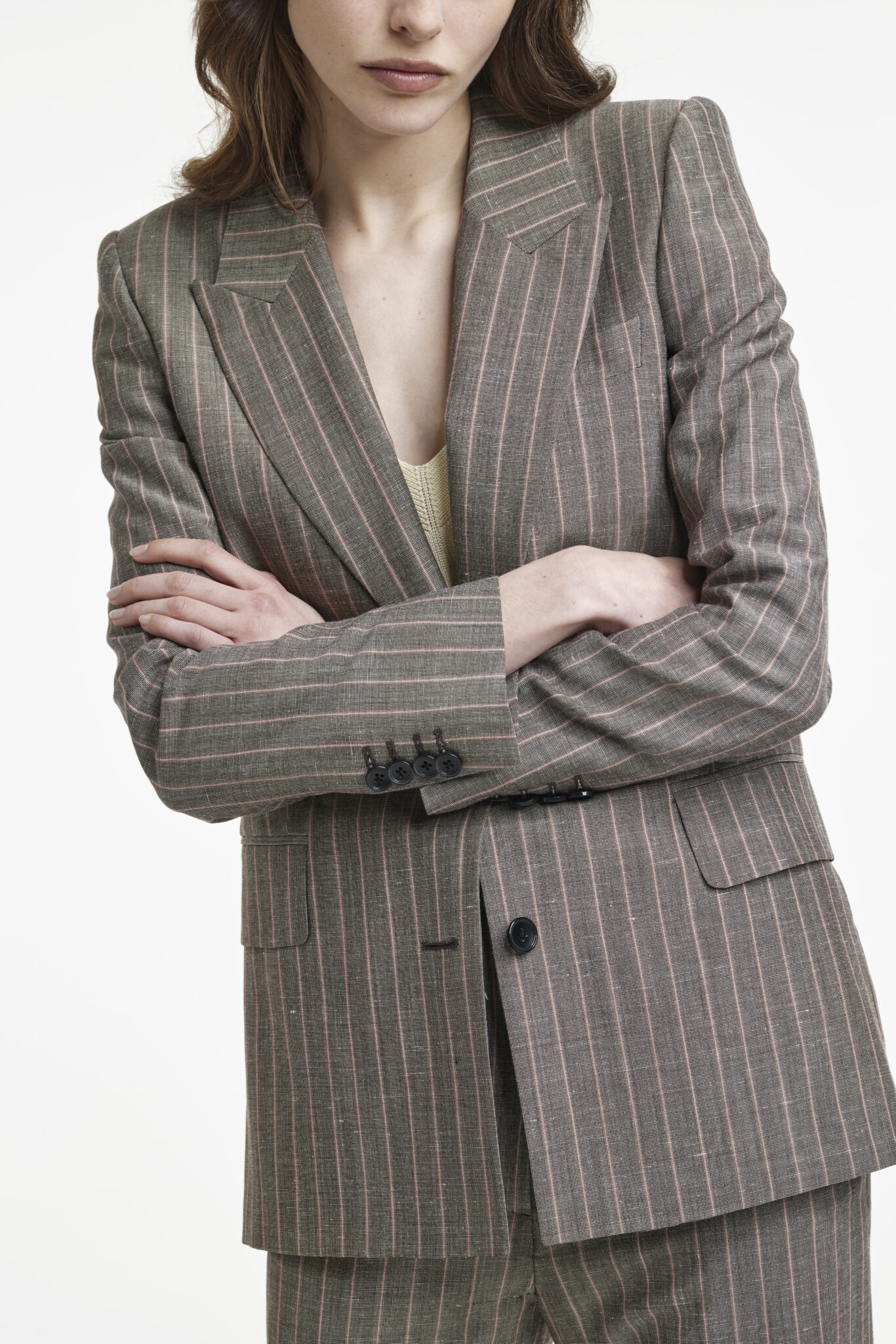 Grey-red Pinstripe Suit in Wool and Linen - A Study in Scarlet | Café ...